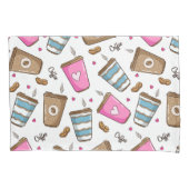 コーヒーカップ、コーヒー豆、ハート、コーヒー愛好家 枕カバー (正面)