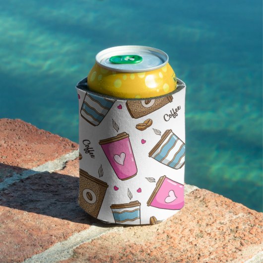 コーヒーカップ、コーヒー豆、ハート、コーヒー愛好家 缶クーラー (インサイチュ プール)