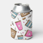 コーヒーカップ、コーヒー豆、ハート、コーヒー愛好家 缶クーラー (缶正面)