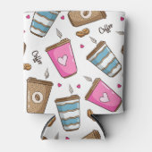 コーヒーカップ、コーヒー豆、ハート、コーヒー愛好家 缶クーラー (正面)