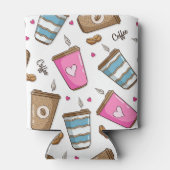 コーヒーカップ、コーヒー豆、ハート、コーヒー愛好家 缶クーラー (裏面)