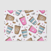 コーヒーカップ、コーヒー豆、ハート、コーヒー愛好家 薄葉紙 (正面)