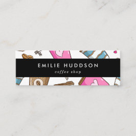 コーヒーカップ、コーヒー豆、バリスタ、コーヒーショップ スキニー名刺