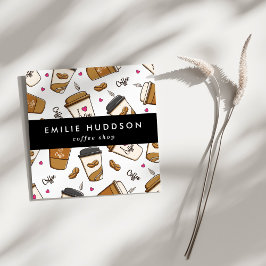 コーヒーカップ、コーヒー豆、バリスタ、コーヒーショップ スクエア名刺