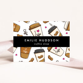 コーヒーカップ、コーヒー豆、バリスタ、コーヒーショップ 名刺