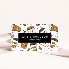 コーヒーカップ、コーヒー豆、バリスタ、コーヒーショップ 名刺