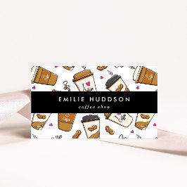 コーヒーカップ、コーヒー豆、バリスタ、コーヒーショップ 名刺