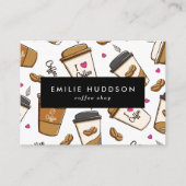 コーヒーカップ、コーヒー豆、バリスタ、コーヒーショップ 名刺 (正面)