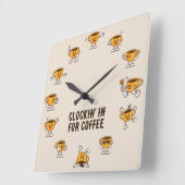 コーヒーカップ スクエア壁時計 (傾斜)