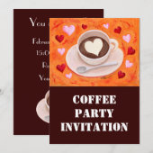 コーヒーカップ&ハート 招待状 (正面/裏面)
