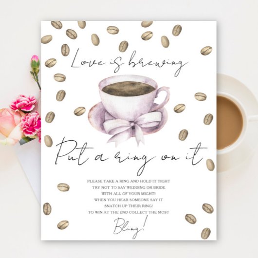 コーヒーカップ ブライダルシャワー Put a ring on it ゲーム ポスター