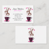 コーヒーカップ、ブラックコーヒー、バリスタ、コーヒーショップ 名刺 (正面/裏面)