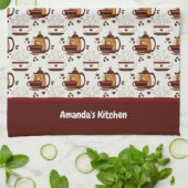 コーヒーカップ&ポット柄キッチンタオル キッチンタオル (折り畳み)