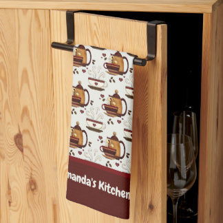 コーヒーカップ&ポット柄キッチンタオル キッチンタオル