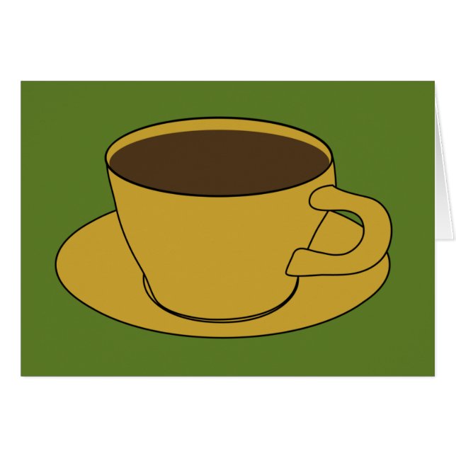 コーヒーカップ-レトロの挨拶またはメッセージカード (正面横)