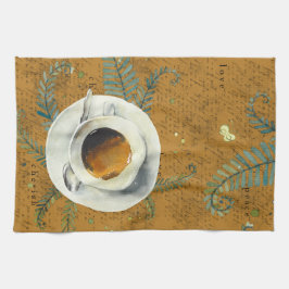 コーヒーカップ，愛，平和，愛，シダ キッチンタオル