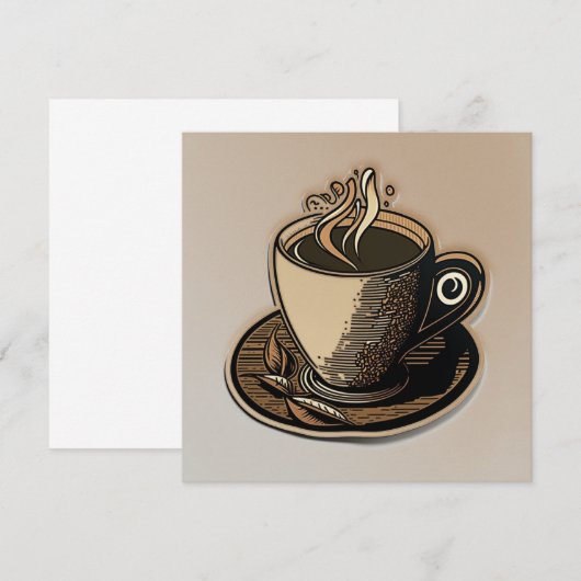 コーヒーカップ 招待状 (正面/裏面)