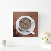 コーヒーカップ – 正方形の壁時計 スクエア壁時計 (ホーム)