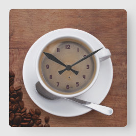 コーヒーカップ – 正方形の壁時計 スクエア壁時計