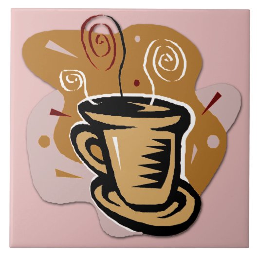 コーヒーカップ-渦巻のデザインのタイルかTrivet タイル (正面)