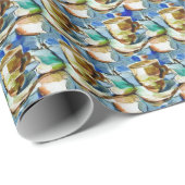 コーヒーカップcollage水の色パターン ラッピングペーパー (ロールコーナー)