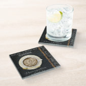 コーヒーカフェインカプチーノハートアートコーヒーショップ ガラスコースター (アングル)