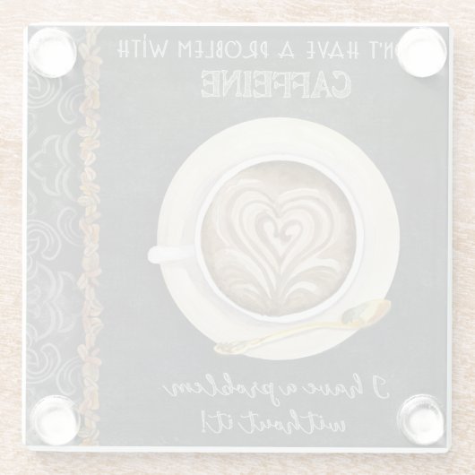 コーヒーカフェインカプチーノハートアートコーヒーショップ ガラスコースター (裏面)