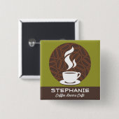 コーヒーカフェショップカスタム社員名バッジ 缶バッジ (正面&裏面)