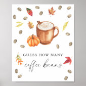 コーヒーカボチャブライダルシャワーコーヒー豆の数 ポスター (正面)