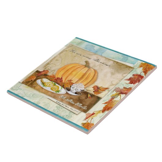 コーヒーカボチャ秋の秋の収穫の台所装飾 タイル (側面)