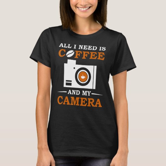 コーヒーカメラ写真撮影レンズ写真 Tシャツ (正面)