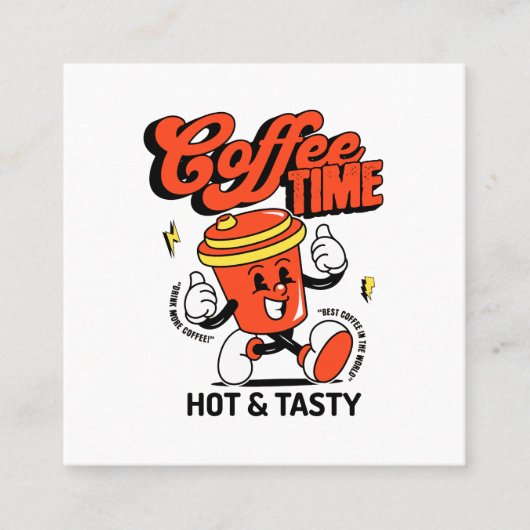 コーヒーカートゥーンレトロ スクエア名刺 (正面)