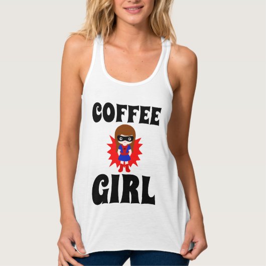 コーヒーガール, おもしろレディースTシャツ タンクトップ (正面)