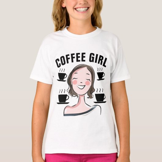 コーヒーガール 面白い女子Tシャツ Tシャツ (正面)