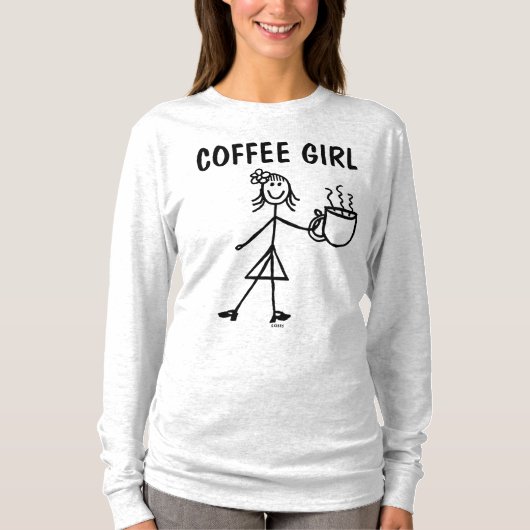 コーヒーガールTシャツレディおもしろいース Tシャツ (正面)