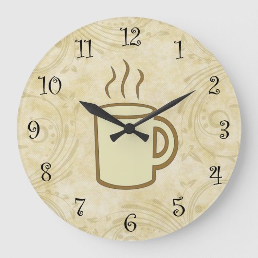 コーヒーキッチンウォールクロック ラージ壁時計 (正面)
