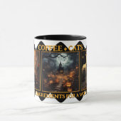 コーヒーキャッツ魔女がハロウィーン写真を作成 マグカップ (中央)