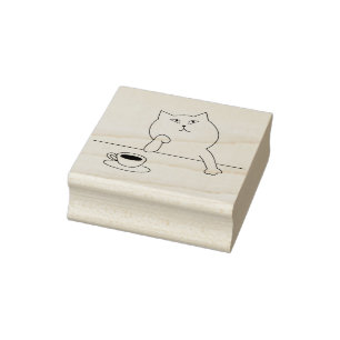 コーヒーキャットアートスタンプ ラバースタンプ