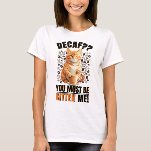 コーヒーキャットウィメンズホワイト Tシャツ (正面)