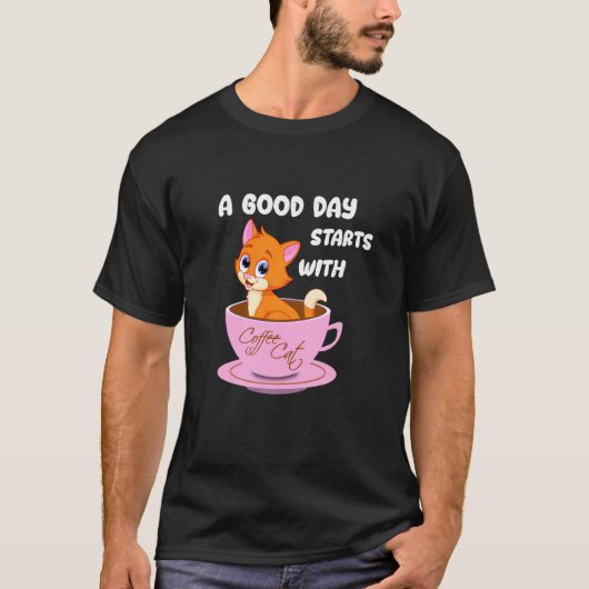 コーヒーキャットティー付きの良い日のSt Tシャツ (正面)