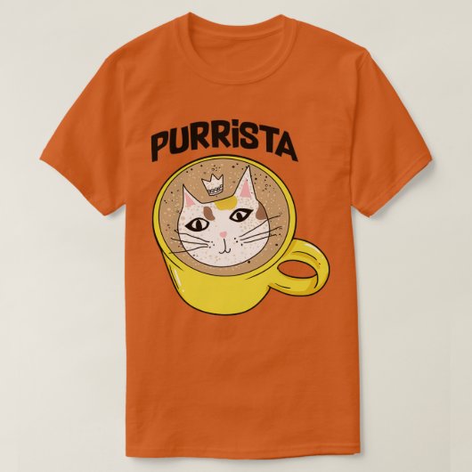 コーヒーキャットバリスタプリスタ Tシャツ (デザイン正面)