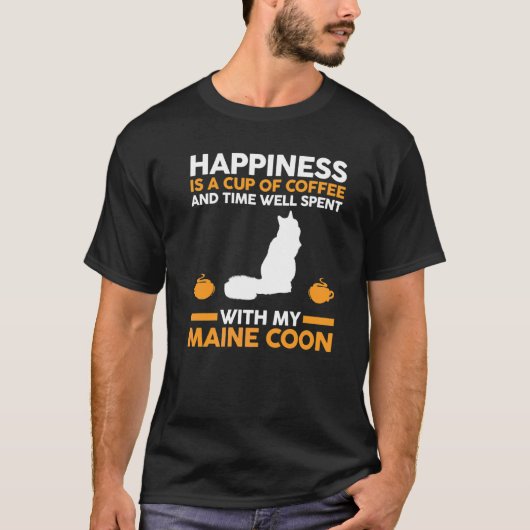 コーヒーキャットメインクーン Tシャツ (正面)