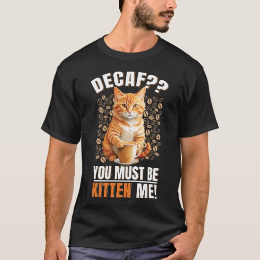 コーヒーキャットメンズブラック Tシャツ (正面)