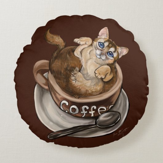 コーヒーキャット ラウンドクッション (正面)