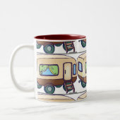 コーヒーキャラバンキャンプ好きのホリデーカップ用のマグカップ ツートーンマグカップ (左)