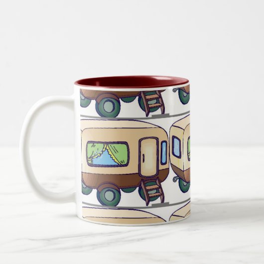 コーヒーキャラバンキャンプ好きのホリデーカップ用のマグカップ ツートーンマグカップ (左)