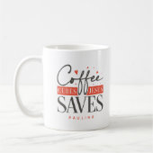 コーヒーキュールイエス救パーソナライズされた コーヒーマグカップ (左)