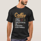 コーヒーキリストが許しを提供クリスマス信仰C Tシャツ (正面)