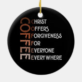 コーヒーキリストは誰にとっても許しを与える セラミックオーナメント (裏面)