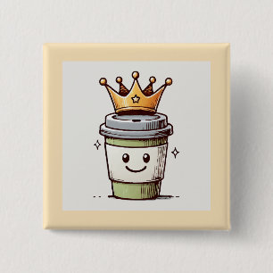 コーヒーキングかわいい 缶バッジ